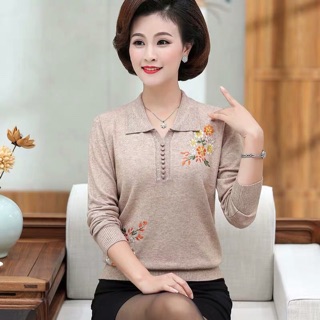 Áo len thêu hoa cho mẹ