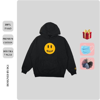 Áo Hoodie Nam Nữ Chất Nỉ Bông Cotton From Rộng Áo Khoác Có Mũ In Hình Tay Không Ban Xù Hình Mặt Cười Drew House DG1 SHOP