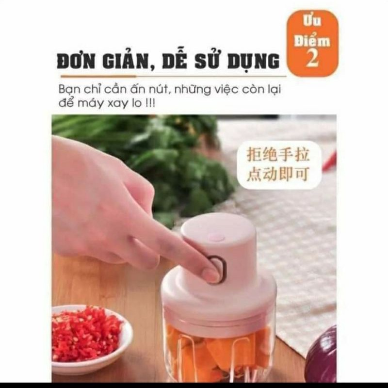 # Hot # Máy xay mini tích điện, xay thực phẩm, xay tỏi ớt (ảnh thật)