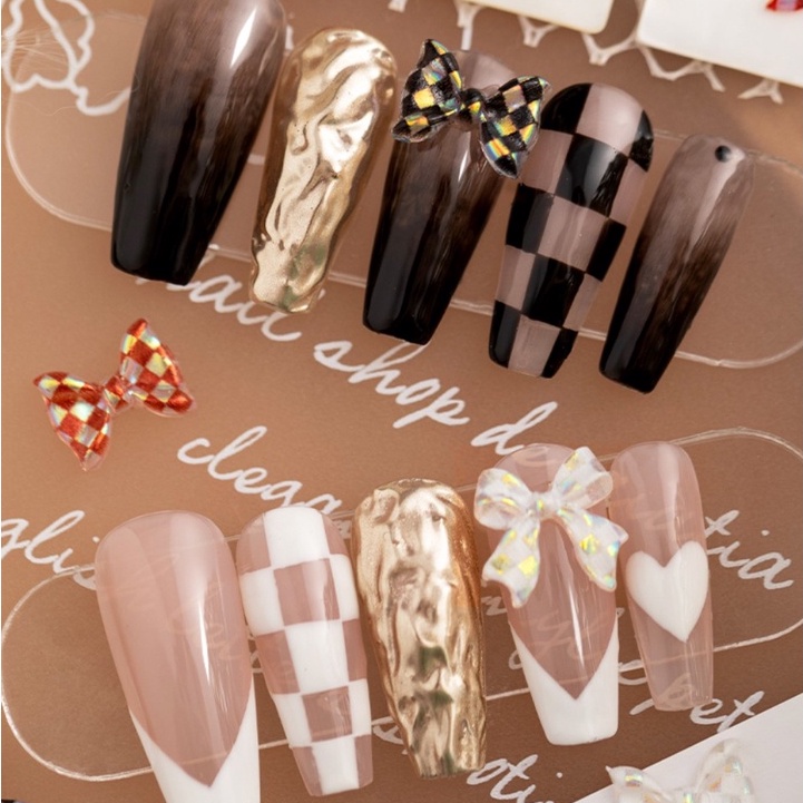 Set charm nơ nhựa trang trí móng tay 3D - Set 12 nơ