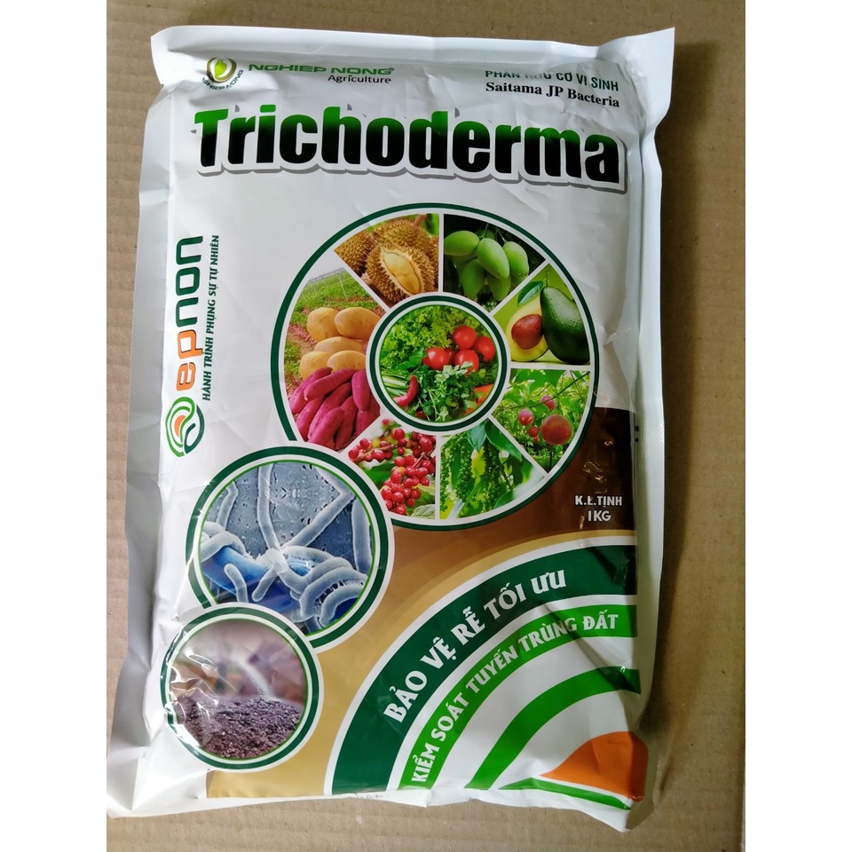 Nấm đối kháng TRICHODERMA Ủ phân và xử lý đất trồng, cải tạo đất bịch 1kg