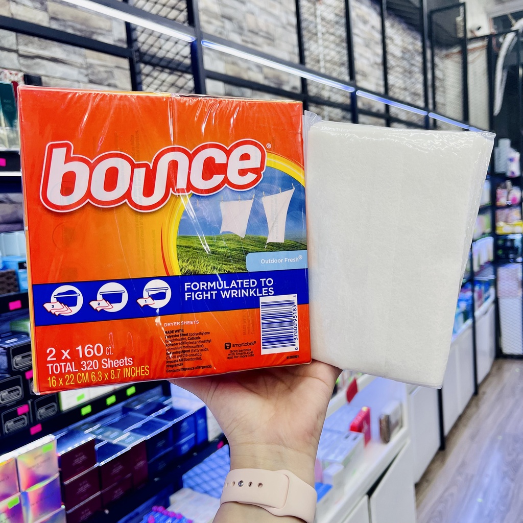 Giấy Thơm Quần Áo Giảm Mùi Ẩm Mốc BOUNCE 4 In 1 Dryer Sheets - Mỹ