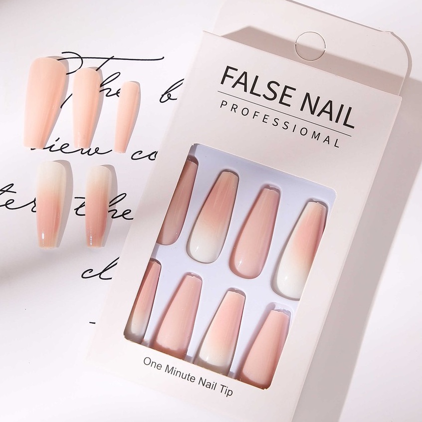 Set 24 Móng Tay Giả Siêu Dài Màu Gradient