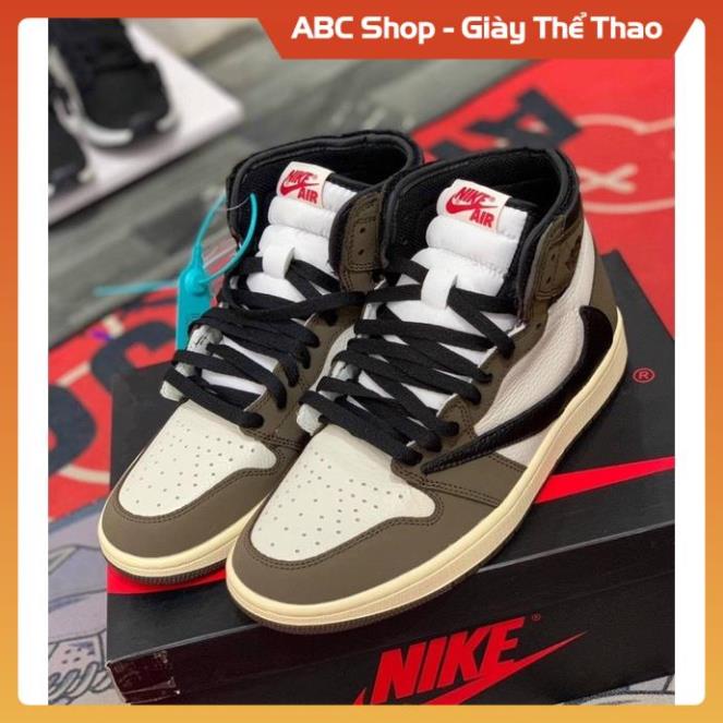 [FreeShip+ Hàng Cao Cấp] Giày Sneaker  jd1 travis scot full phụ kiện, Giầy Jd1 Nâu đen trắng hót trend