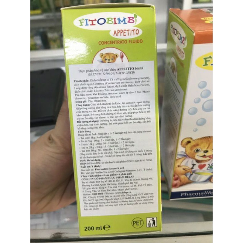APPETITO FITOBIMBI SIRO ĂN NGON CHAI 200ML