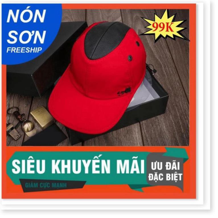 MỚI 2021 -  Nón Sơn Vải Dù Phối Da Màu Đỏ Cực Nổi Bật[Top Hot] 👑