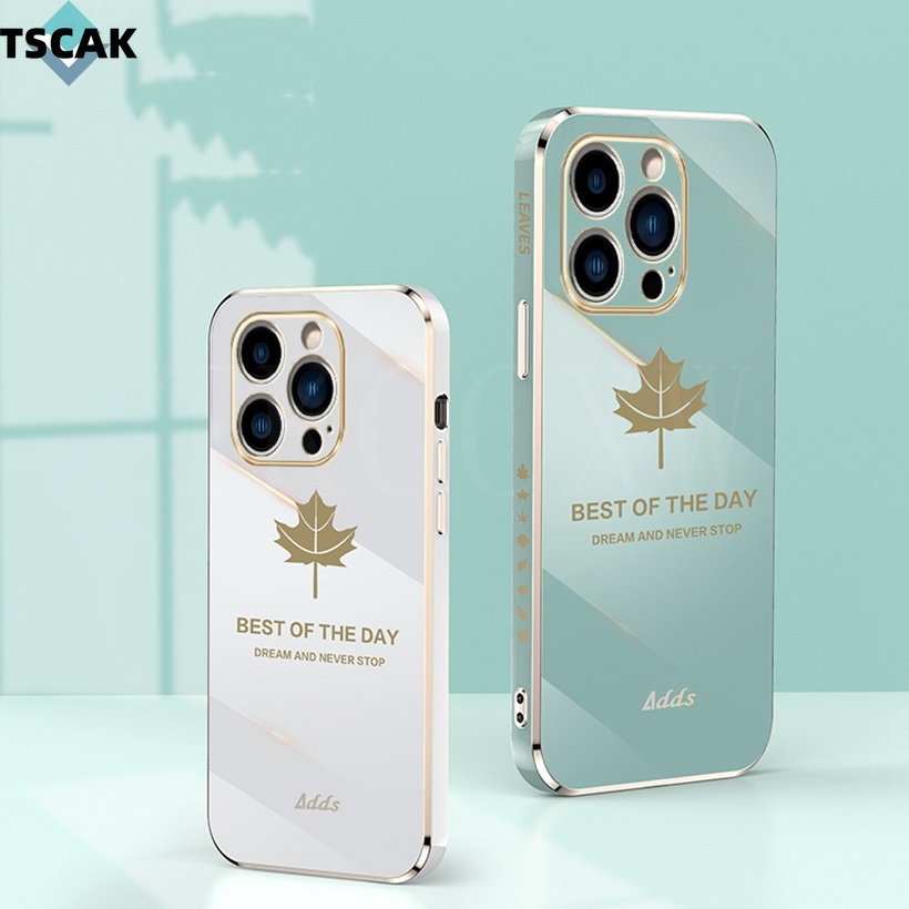 Ốp Điện Thoại TPU Mềm Chống Sốc Họa Tiết Lá Phong Mạ Điện Cho Samsung S22 Plus Ultra Note 10 Pro 20 Ultra