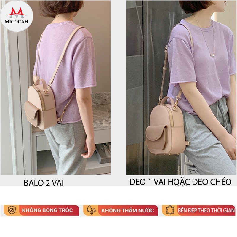 Balo Nữ Mini Thời Trang MICOCAH Đi Học Đi Chơi Phối Màu Vintage Da Cao Cấp MC43 - Micocah Mall