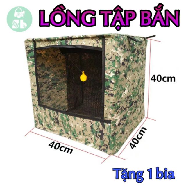 LỒNG TẬP BẮN NÁ CAO SU LOẠI LỚN 40x40x40 - Tặng kèm 1 bia tập bắn