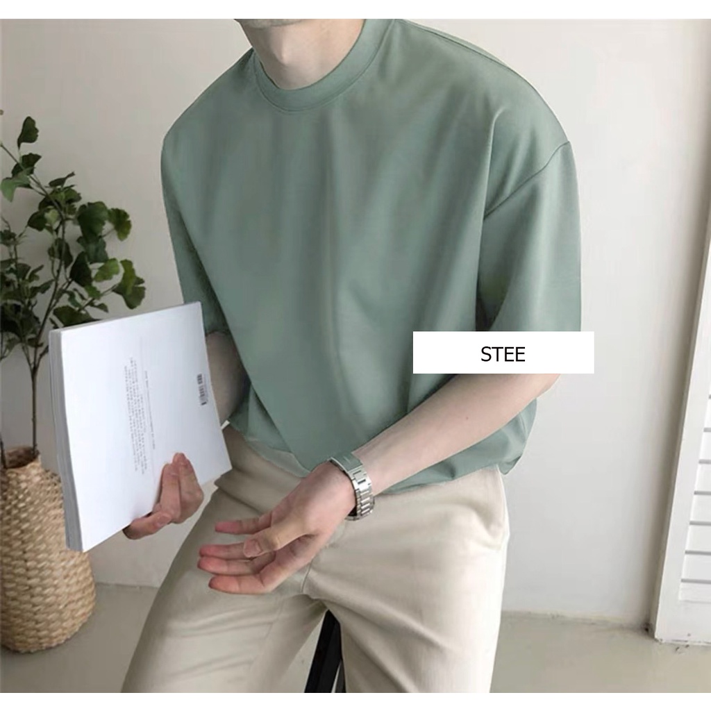 Áo thun Stee Basic Xanh CYAN CVC - Giá sỉ Unisex