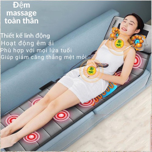 Đệm massage đa điểm rung , tặng kèm gối hơi