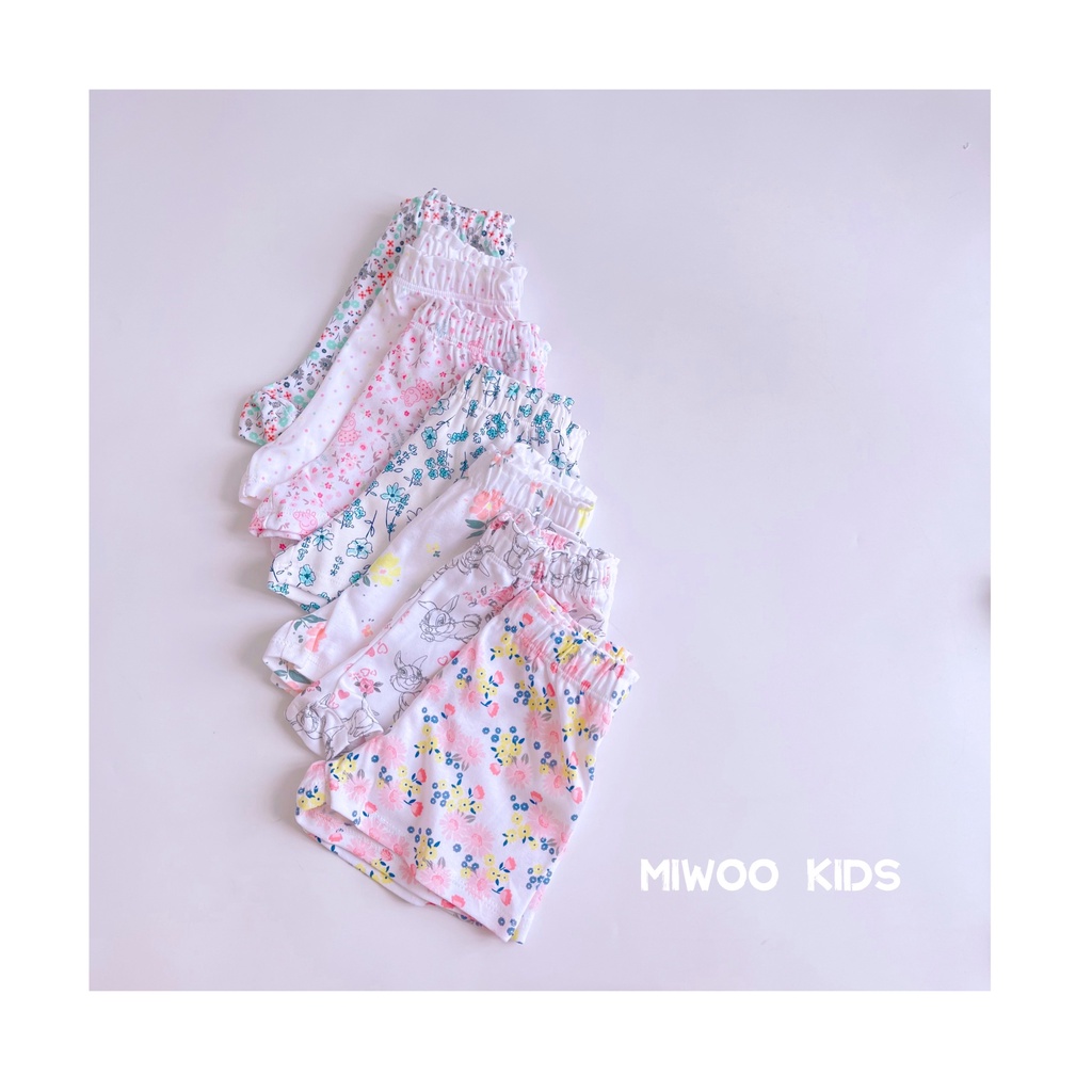 Bộ thun cotton phối tay bèo chính hãng Miwoo siêu xinh cho bé gái bảng màu 2