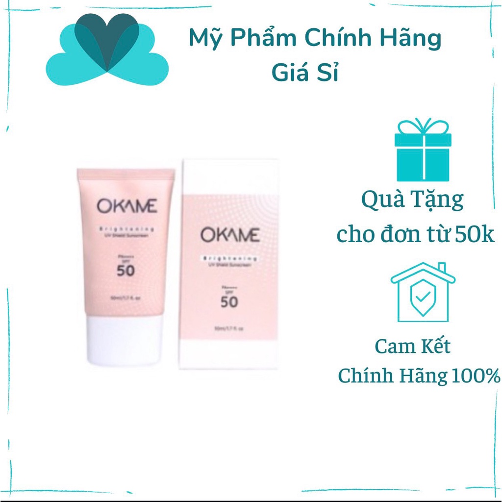 Kem Chống Nắng Tone-Up, Quang Phổ Rộng Okame Brightening UV Shield Sunscreen SPF 50 PA++++