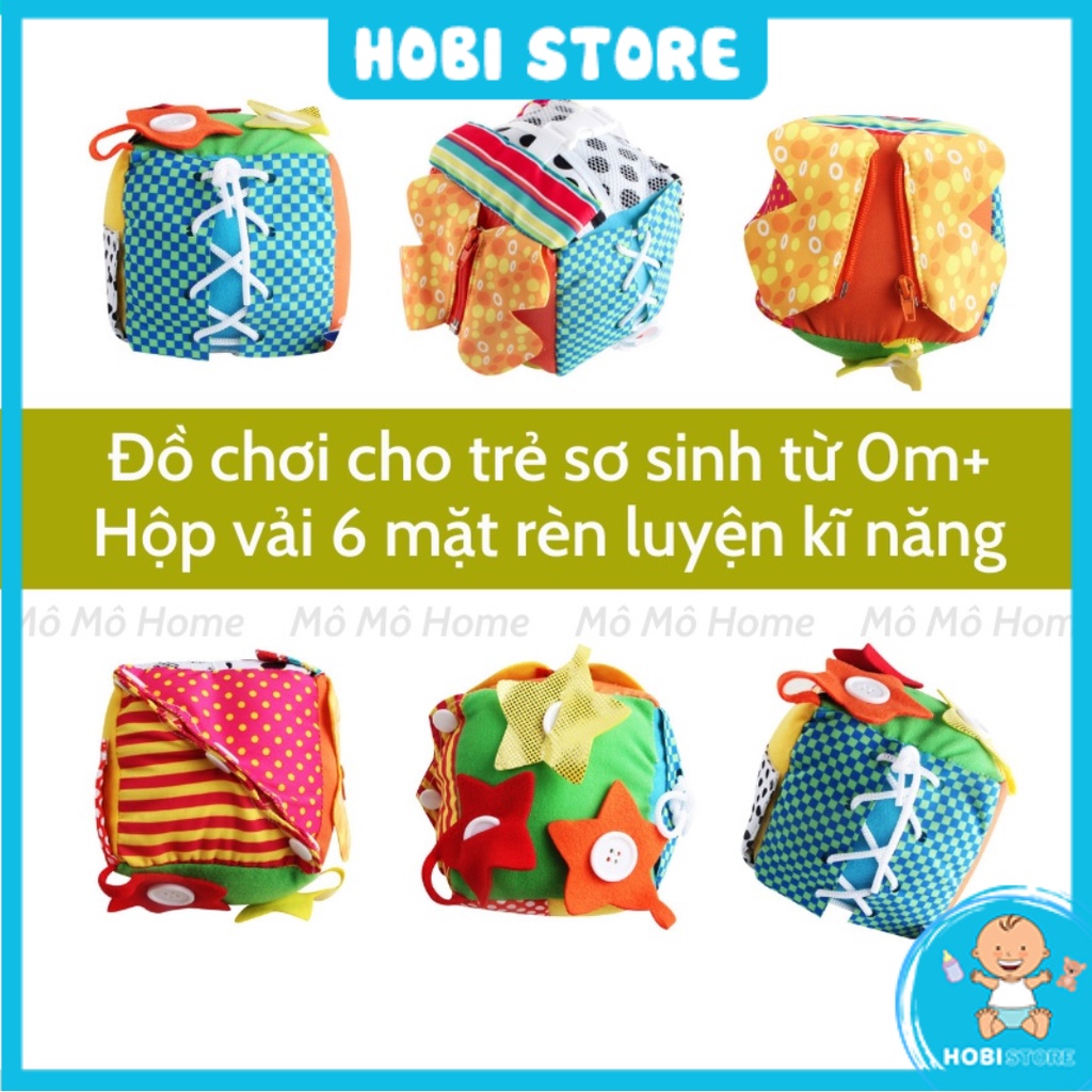 Hộp vải tổng hợp nhiều kĩ năng cần thiết kết hợp với âm thanh lục lạc thú vị, đồ chơi giáo dục sớm cho bé - Hobi Store