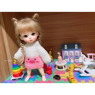 Áo hoodie con heo - Size búp bê 1/8, Baboliy, Bru, Ob11, 1/12..