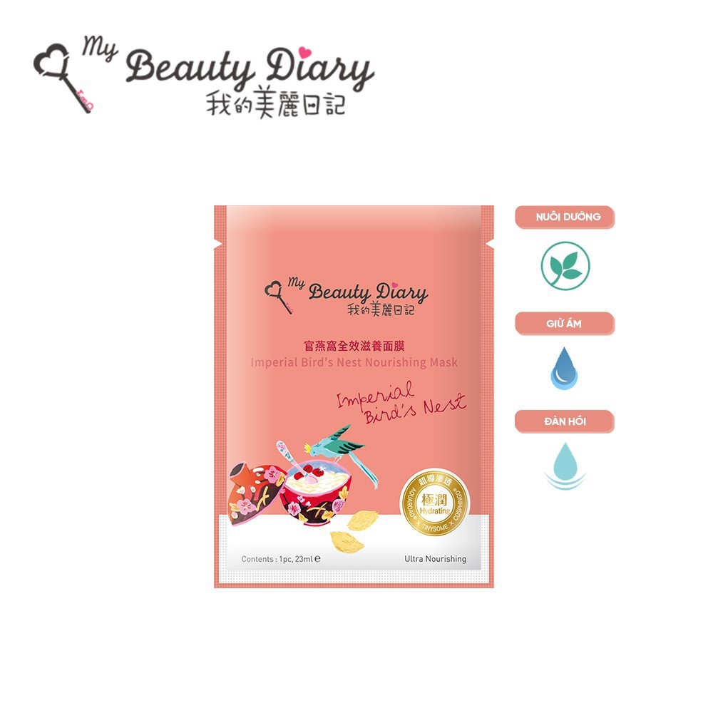 Mask My Beauty Diary Imperial Birds Nest Emolliating Mặt nạ Yến đỏ sáng mịn 23ml/Miếng
