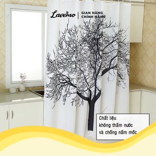 Rèm Cửa Nhà Vệ Sinh Chống Thấm Nước Họa Tiết Cây Màu Đen Trắng 1.8x2m T-CAY