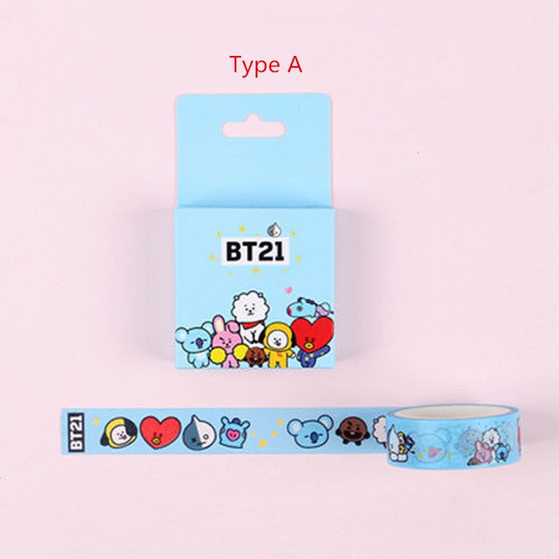 Kpop BTS BT21 Cute Washi Tape Cooky Tata Paper Masking Scrapbook Sticker DIY 5m