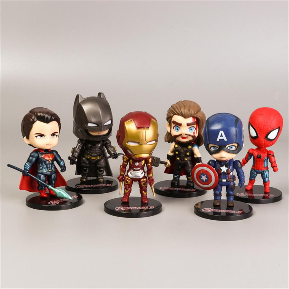 Mô Hình Nhân Vật Siêu Anh Hùng Marvel Iron Spiderman Captain America Trang Trí Bánh Kem