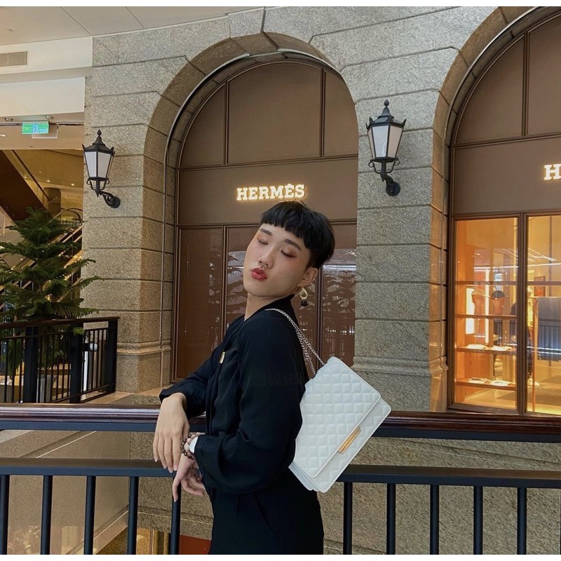 Túi cnk ô trám màu trắng