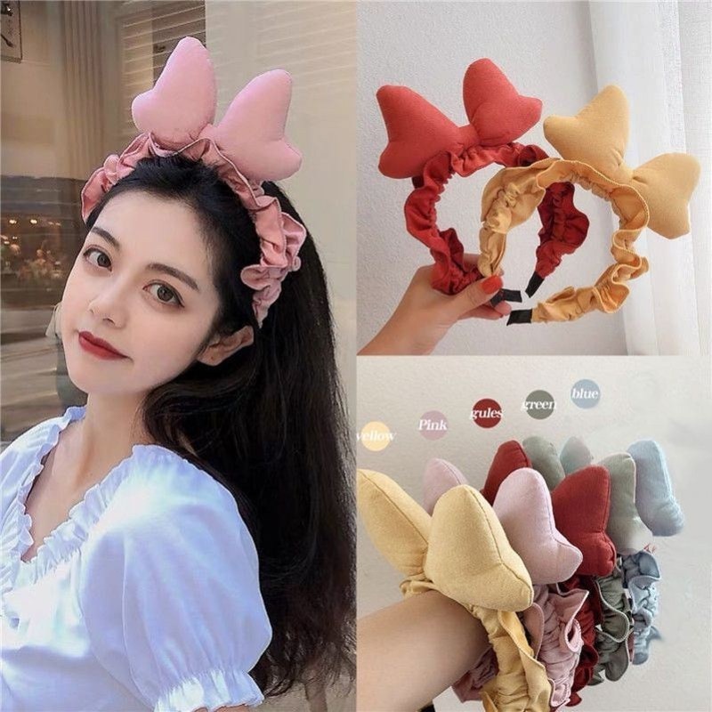 Băng Đô Cài Tóc Rửa Mặt Nơ Đễ Thương Thời Trang Hàn Quốc Cho Nữ