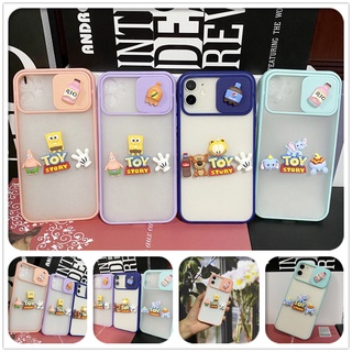 Ốp điện thoại hình hoạt hình 3D có nắp trượt cho iPhone 12 Pro MAX 6 7 8 Plus X XR XS 11 Pro MAX se2020
