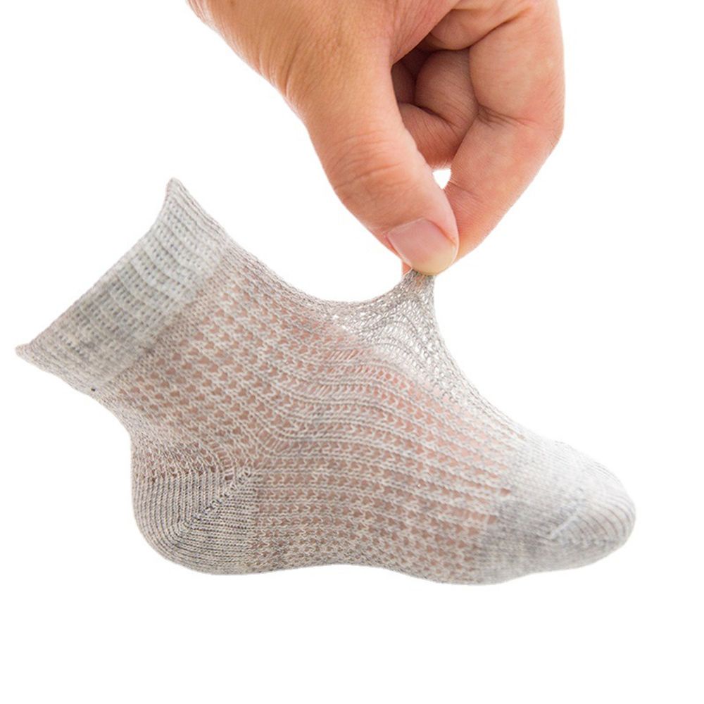 Bộ 5 đôi vớ cotton màu trơn phối lưới thoáng khí siêu mỏng thời trang mùa hè dễ thương cho bé