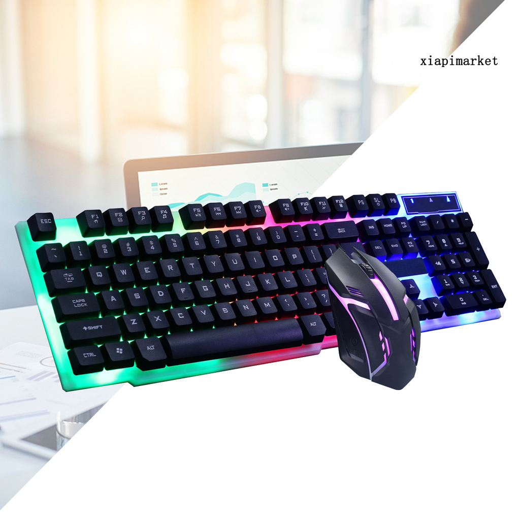 Set 2 Bàn Phím + Chuột Chơi Game Gtx300 Có Dây Bằng Nhựa Có Đèn Nền Màu Cho Máy Tính