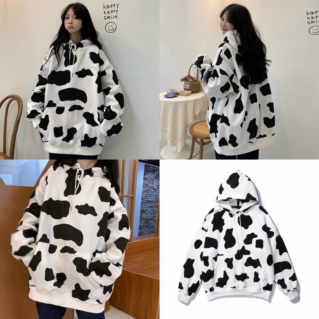 Aó Khoác Hoodie Nam Nữ Unisex - Nỉ Bông in 3D Bò Sữa Dây Kéo/Chui bao Hot