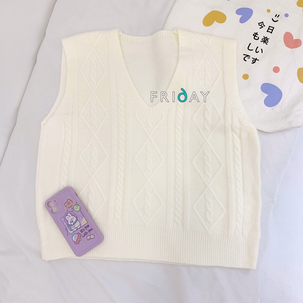 Áo len gile họa tiết xương cá dễ phối đồ phù hợp thời tiết mùa thu hàng thu mới 2021 Friday | BigBuy360 - bigbuy360.vn