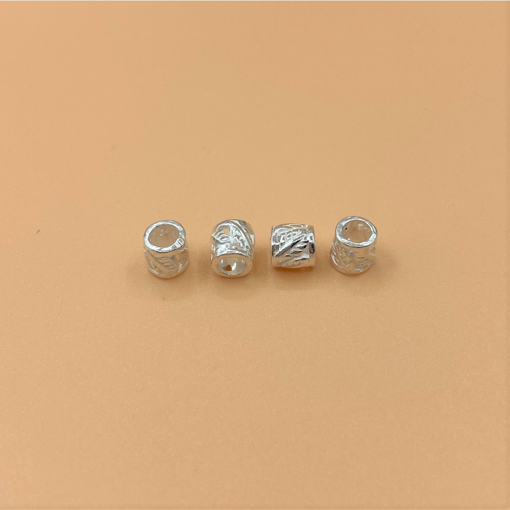 Charm bạc trụ nối có hoa văn - Charm bạc 925 - Mã CB030