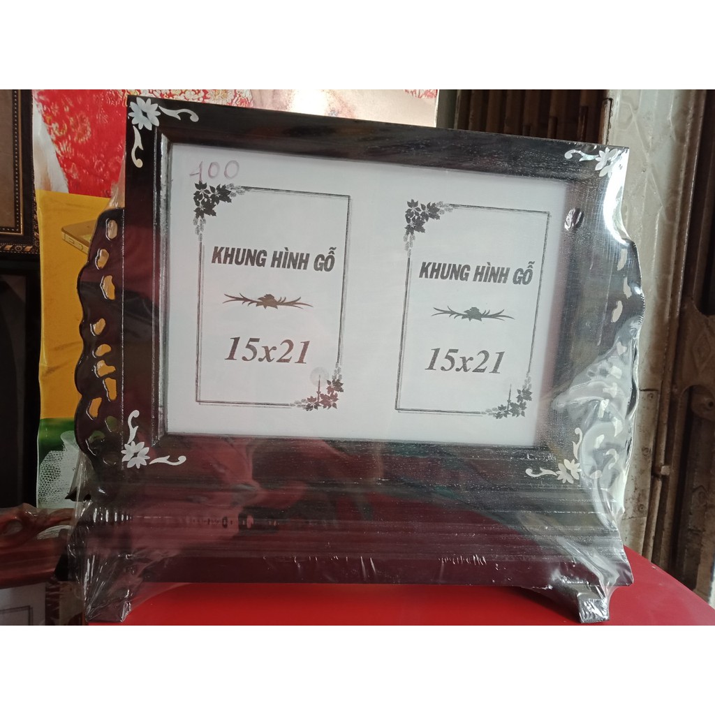 Khung thờ chân đế đôi nguyên khối thờ ông bà chung 1 khung hình