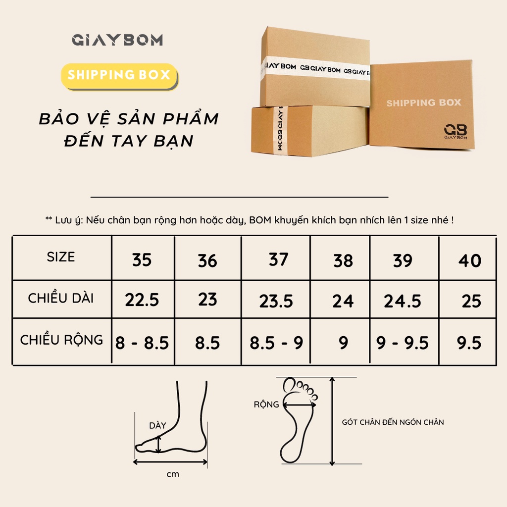 Giày Mary Jane Nữ giayBOM Đế Cao 3 Phân Xinh Xắn B1478