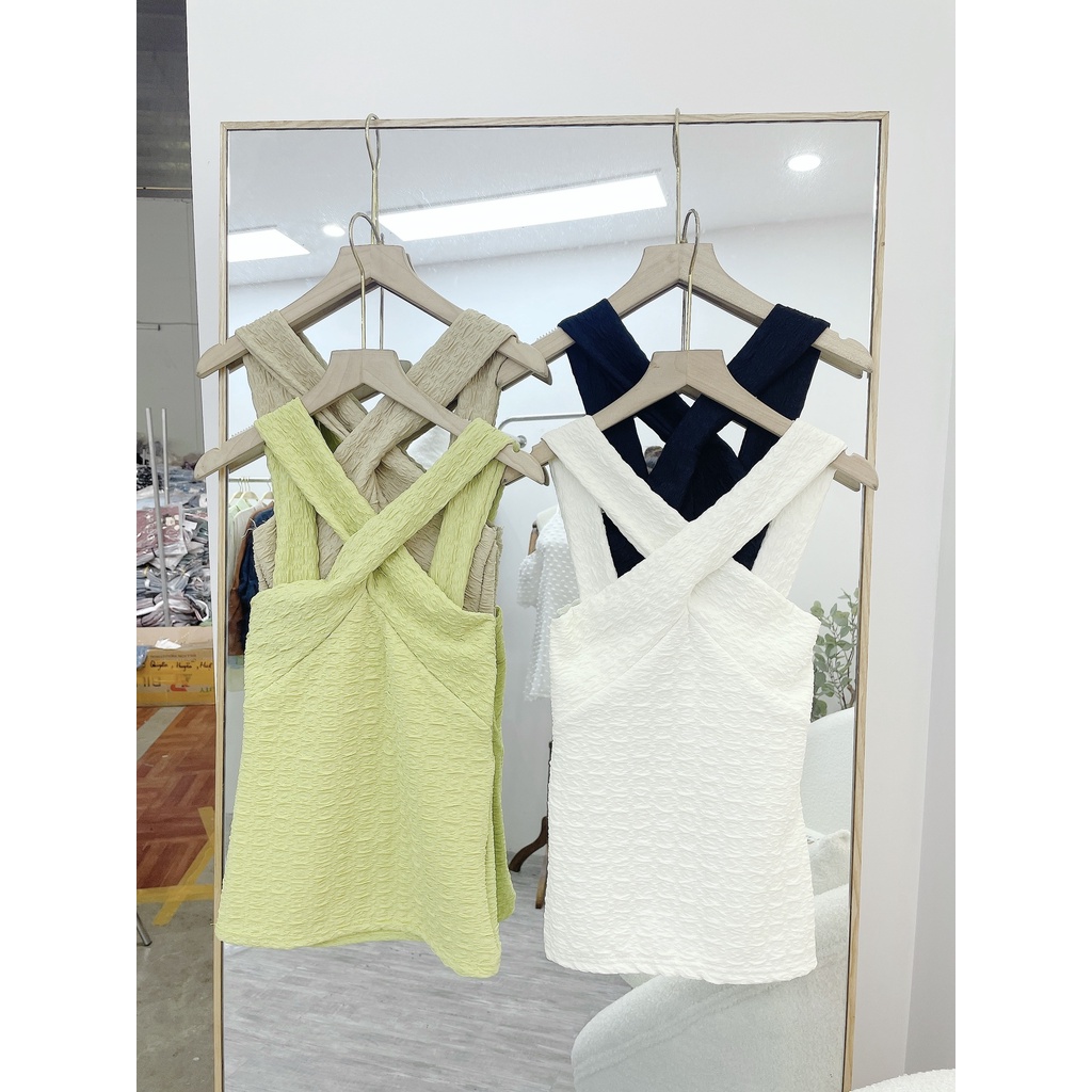 [Ảnh thật/Video] Áo thun gân cổ chéo co giãn - 29feb.closet - A66