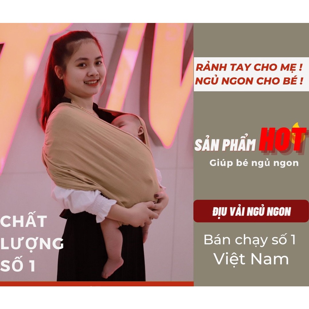 Địu vải em bé sling Cao Cấp 2Em ngủ ngon - chỉnh Size - Trợ lực - 0-24 tháng mềm mại, thoáng khí, co giãn