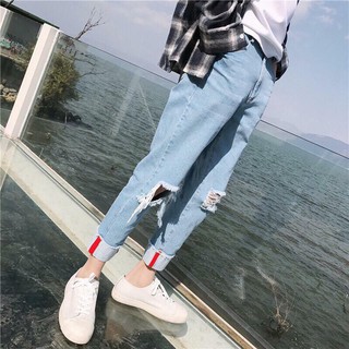 Quần jean Baggy line đỏ cho nam và nữ
