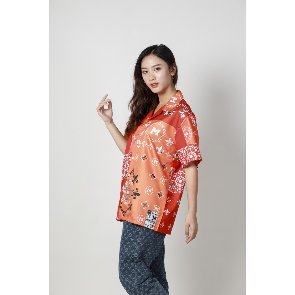 Áo Sơ Mi Unisex Hoạ Tiết Tay Ngắn Cổ Vest Thời Trang nam nữ Vải Lụa Chính hãng Local Brand Mi Midori