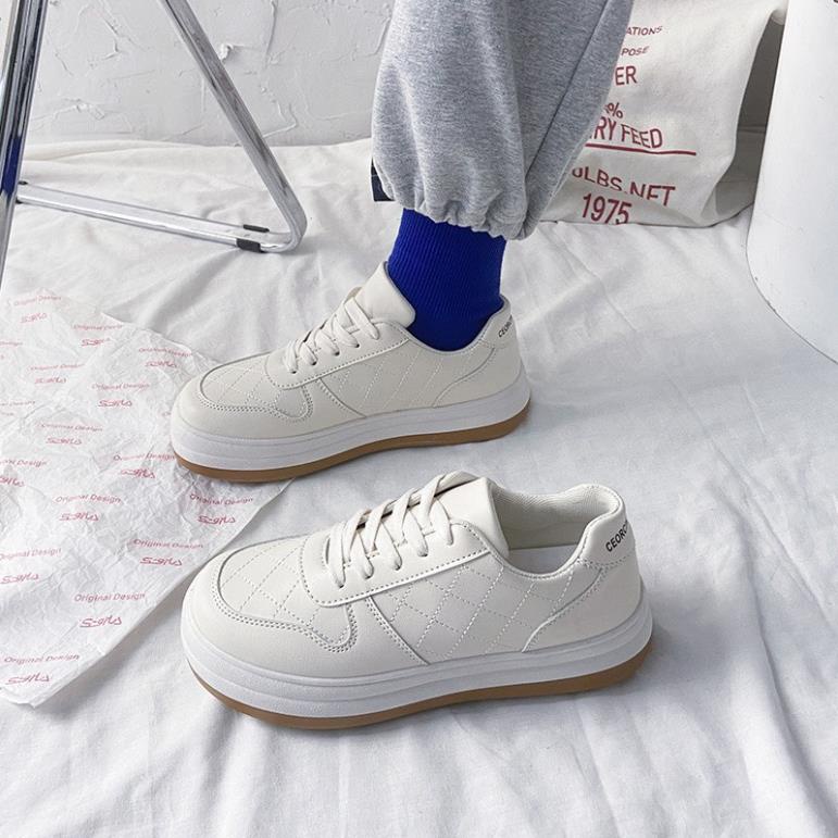 Giày thể thao Ulzzang đế bánh mì màu kem cao cấp Giầy sneaker nữ Ulzzang màu trắng kem Hot Hit