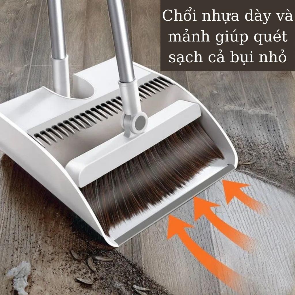 Chổi nhựa quét nhà thông minh kèm hót rác cán dài tiện dụng có thể gấp gọn