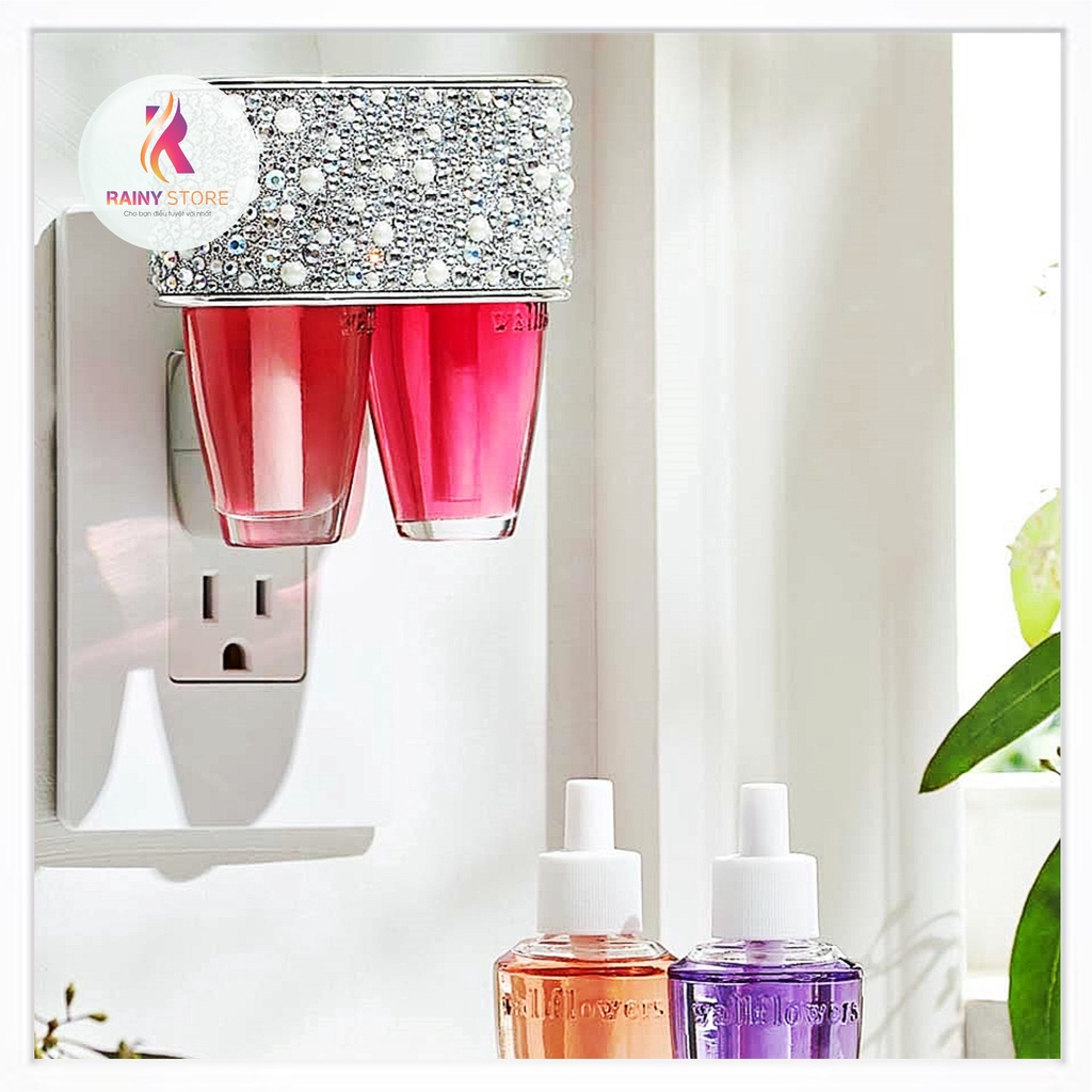 Set 2 đầu cắm tinh dầu sáng đèn Bath &amp; Body Works Pearly Gem Wallflowers Fragrance Duo Plug In