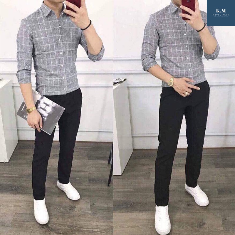Áo Sơ Mi Nam Caro Dài Tay VẢI ĐŨI, Sơ Mi Nam Hàn Quốc Công Sở Chất Vải Đũi Bền ĐẸP, Thoáng Mát | BigBuy360 - bigbuy360.vn