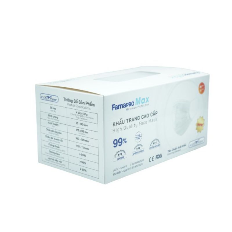 Hộp 40 cái Khẩu trang y tế 4 lớp kháng khuẩn Famapro Pro Max