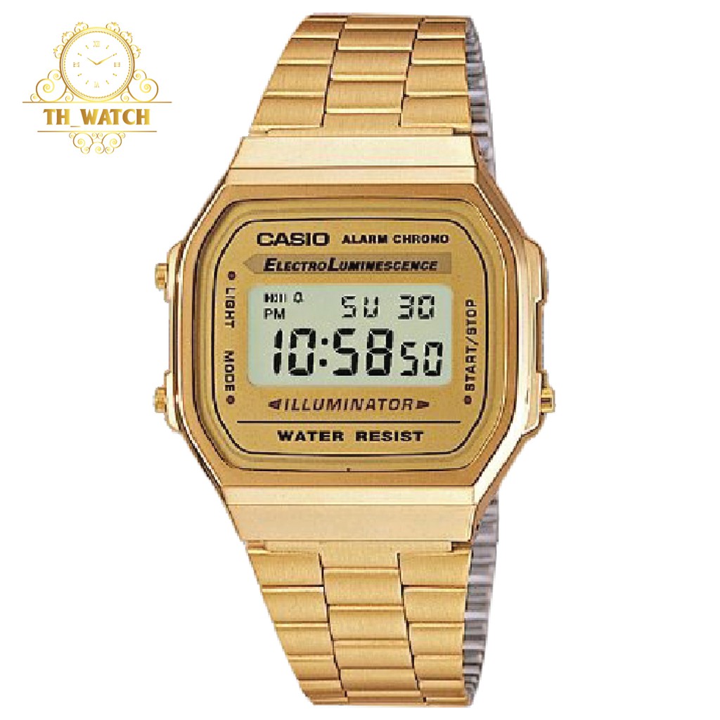 Đồng hồ Nam,Nữ Casio A168WG-9WDF Dây kim loại, kính nhựa - Máy pin