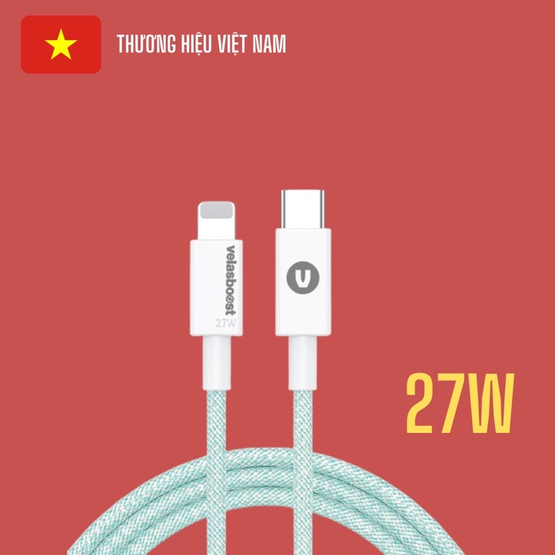 Cáp sạc nhanh velasboost 27w 0,9m