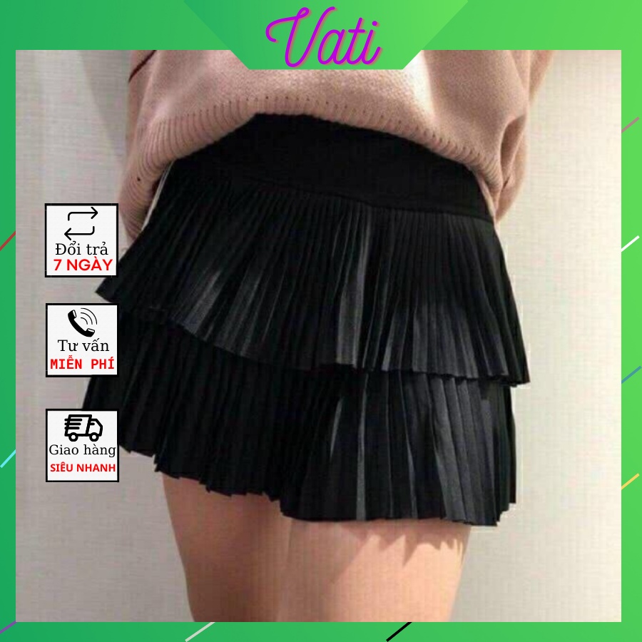 Chân váy ngắn vati 2 tầng có quần trong, chân váy xếp ly chất liệu cao cấp không bị nhăn