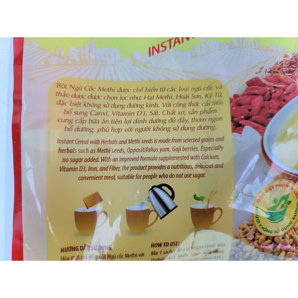 [Túi 600g – METHI] BỘT NGŨ CỐC ĂN KIÊNG (dành cho người bị tiểu đường) [VN] VIỆT ĐÀI Methi Cereal Powder (halal)