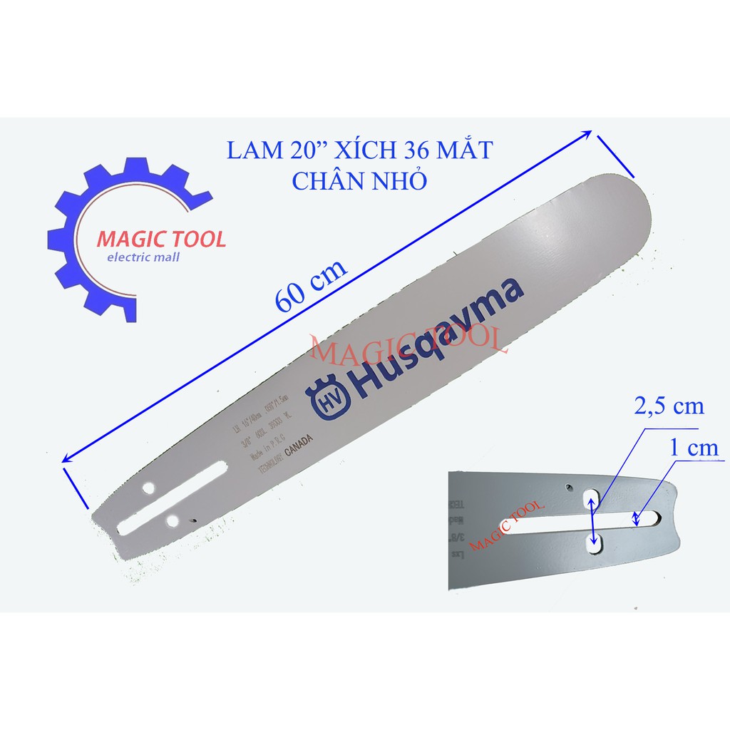 Lam máy cưa xăng dài 16", 20″  50cm  , 60cm của cưaTHỤY ĐIỂN HUSQVARNA 365, 570, 576, 372XP, 390XP, 395XP , CƯA 5200,590