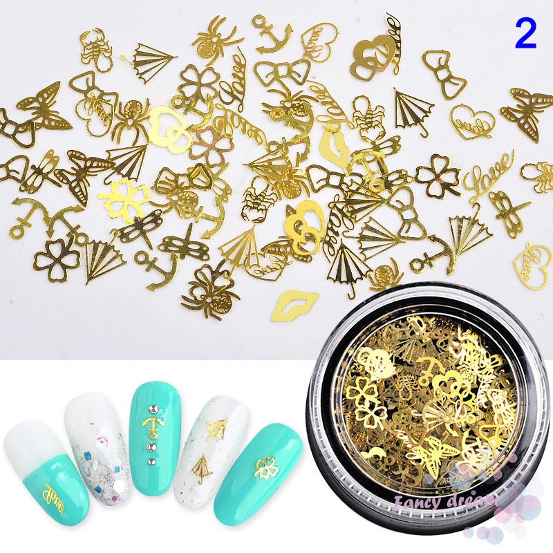 ✓FD Nail Art Decoration Sticker DIY Manicure Accessories Christmas Gold Sequins for Women