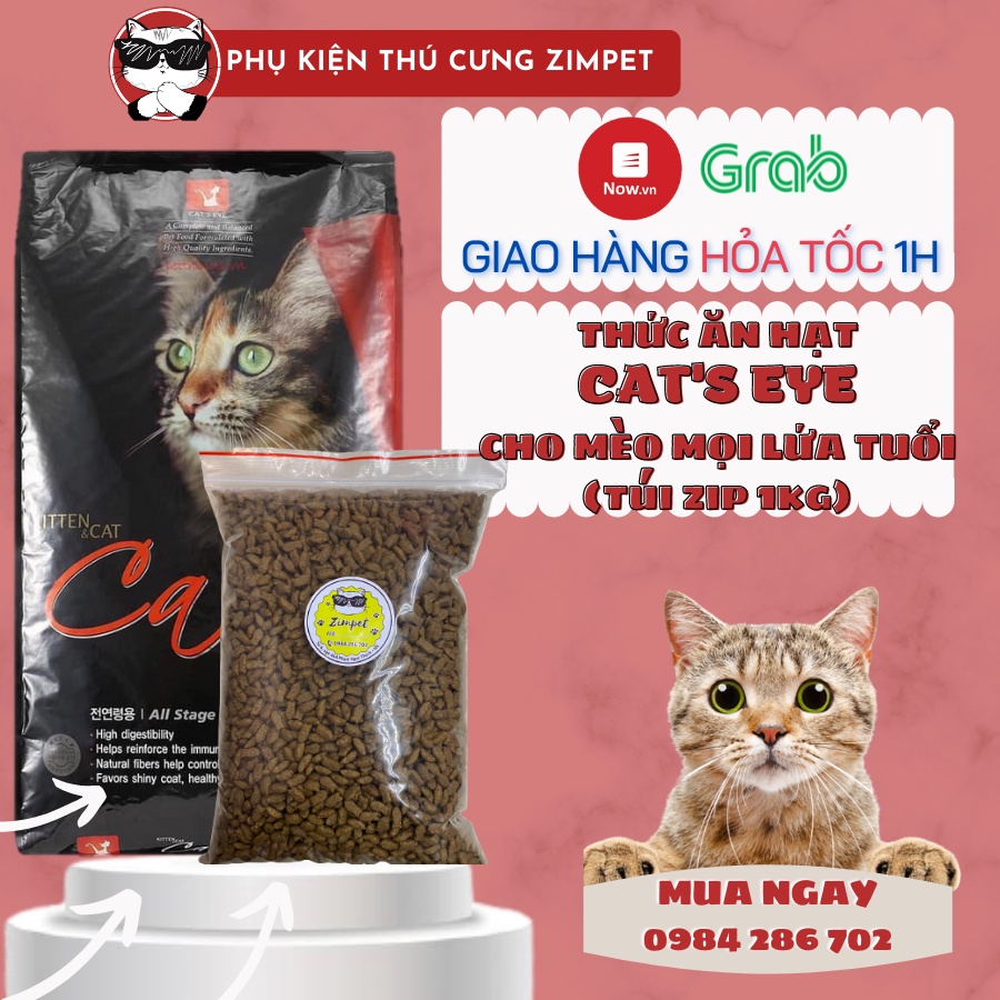 Thức ăn hạt cho mèo Cateye Xuất xứ Hàn Quốc gói 1kg - Thức ăn hạt cho mèo - Zimpet