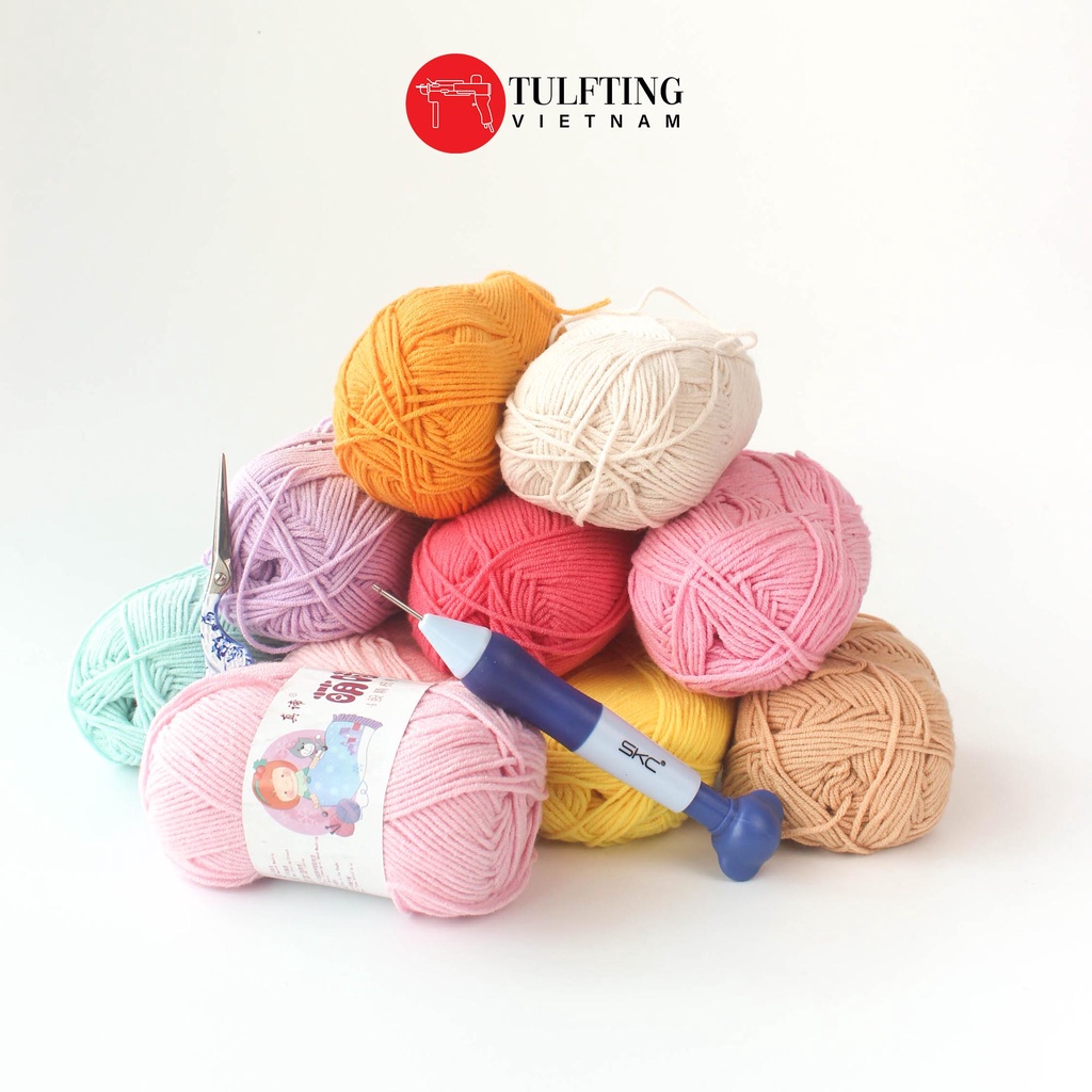 Len BABY YARN cuộn 40g, sợi mềm mại, không phai màu, an toàn cho bé - Full bảng màu | Len thêu nổi thêu xù punch needle